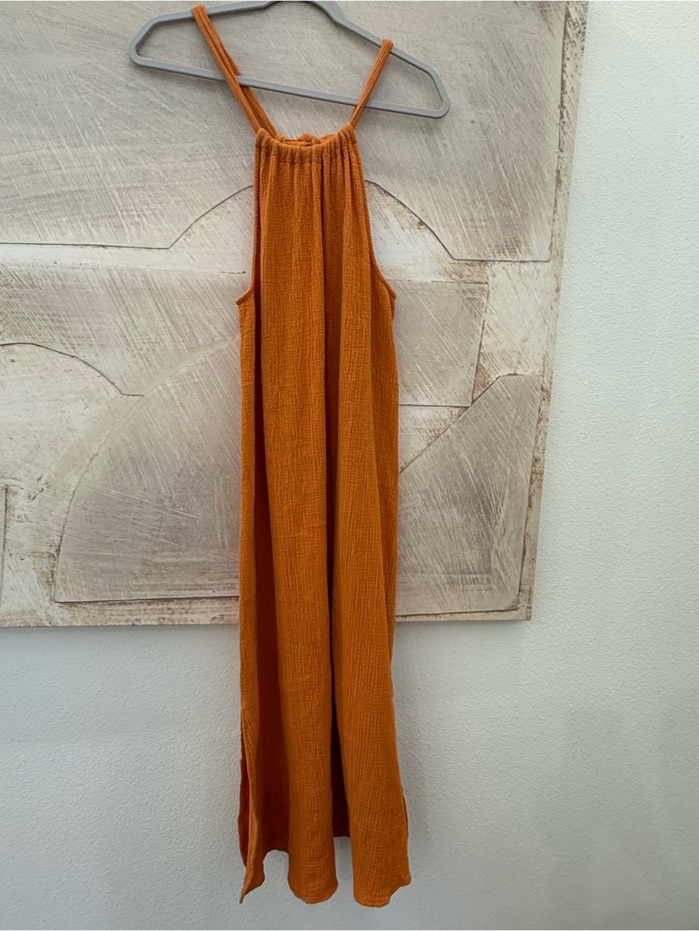 Evereve Textured Sleeveless Halter Maxi Dress in Rust